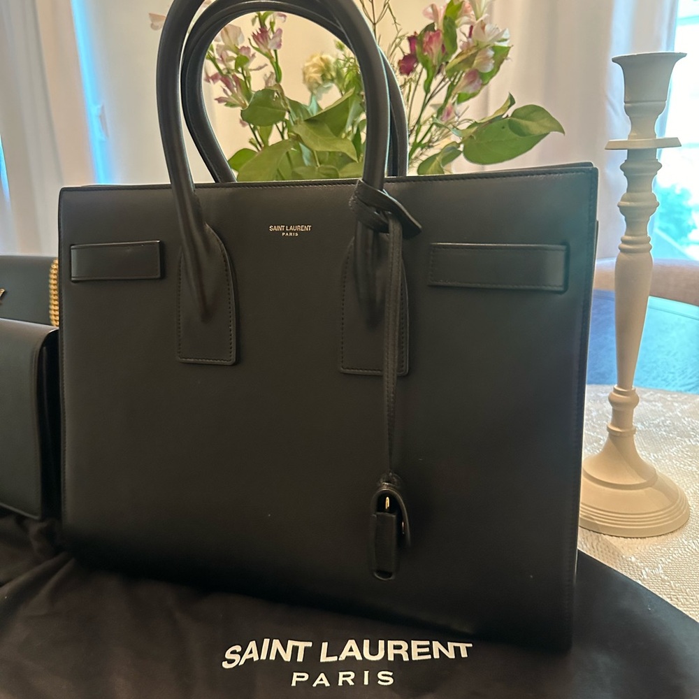 Yves Saint Laurent Classic Black Leather Briefcase